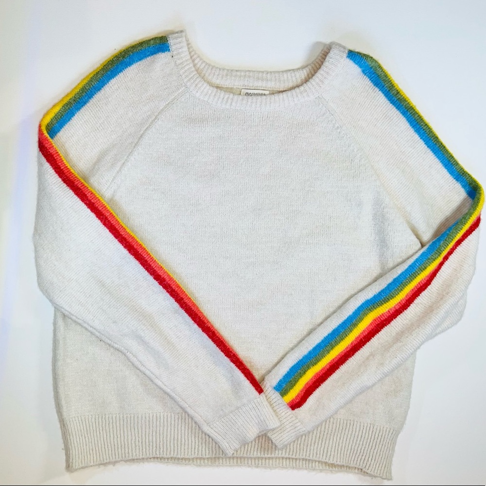 Kids’ Beige Gymboree Sweater/Long-sleeve Top with Colored Stripes on Sleeve